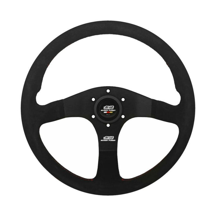 Mugen Racing III Steering Wheel - Suede, Red Stitch