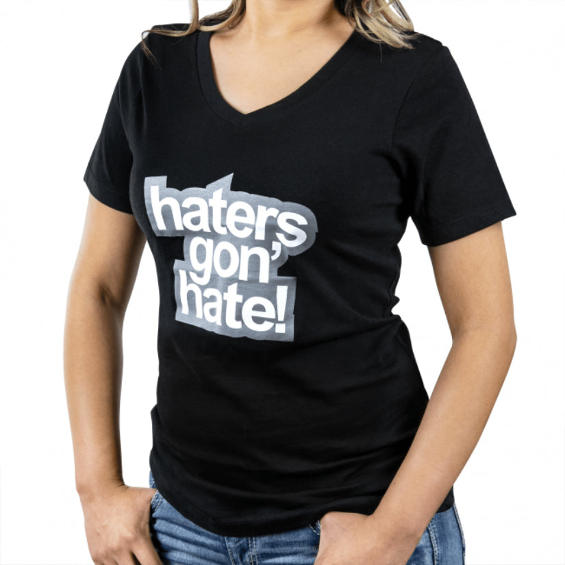 Skunk2 Haters Gon' Hate Ladies V-Neck T-Shirt Black LG