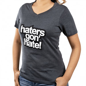 Skunk2 Haters Gon' Hate Ladies V-Neck T-Shirt Grey XL