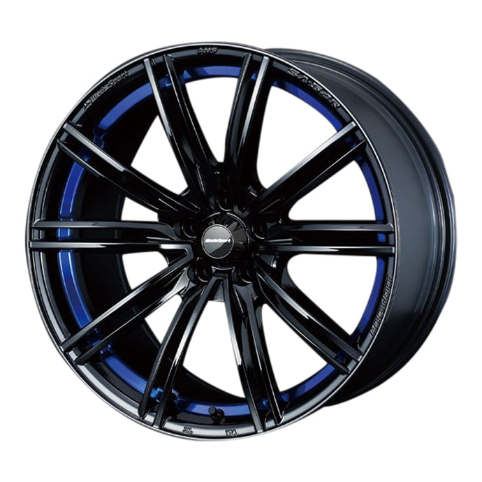 WedsSport SA-54R Alloy Wheel 18x8.5J 5X114.3 ET50 Chrome Black - Blue Detail