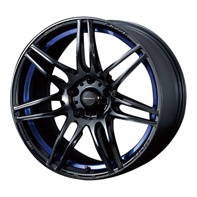 WedsSport SA-77R Alloy Wheel 18x9.5J 5X114.3 ET45 Chrome Black - Blue Detail
